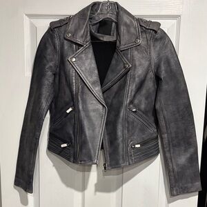 Stylish Charcoal Leather Jacket for Women
